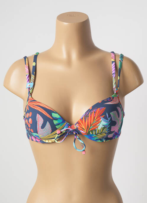 Haut de maillot de bain stretch haut soutien-gorge moulé bleu CHERRY BEACH femme