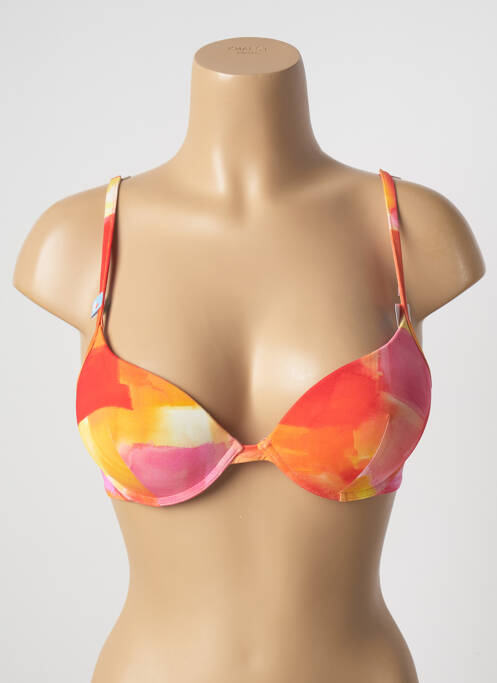 Haut de maillot de bain stretch haut soutien-gorge push-up orange CHERRY BEACH femme