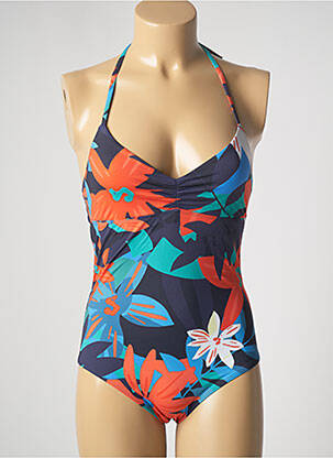 Maillot de bain 1 pièce effet matière satinée haut triangles bleu SIMONE PERELE femme