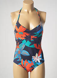 Maillot de bain 1 pièce effet matière satinée haut triangles bleu SIMONE PERELE femme