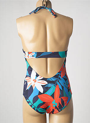 Maillot de bain 1 pièce effet matière satinée haut triangles bleu SIMONE PERELE femme
