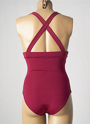 Maillot de bain 1 pièce effet matière satinée haut triangles rouge SIMONE PERELE femme