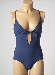 Maillot de bain 1 pièce effet matière satinée haut triangles bleu SIMONE PERELE femme