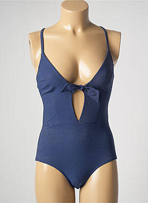 Maillot de bain 1 pièce effet matière satinée haut triangles bleu SIMONE PERELE femme