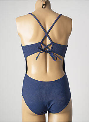Maillot de bain 1 pièce effet matière satinée haut triangles bleu SIMONE PERELE femme