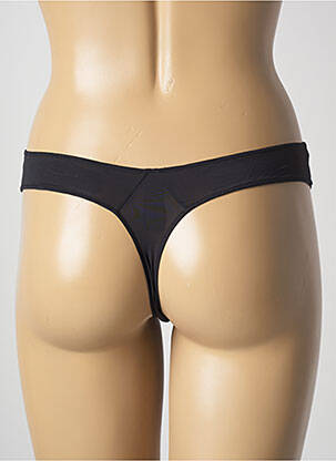 Tanga effet matière satinée noir IMPLICITE femme