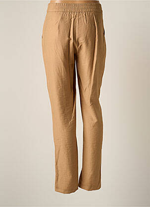 Pantalon droit fermeture zippée sous rabat avec crochet taille haute beige MERI & ESCA femme