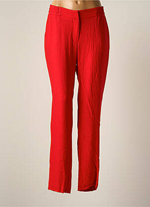 Pantalon droit fermeture zippée sous rabat avec crochet taille haute rouge JUMFIL femme