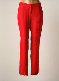 Pantalon droit fermeture zippée sous rabat avec crochet taille haute rouge JUMFIL femme