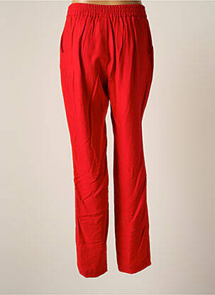 Pantalon droit fermeture zippée sous rabat avec crochet taille haute rouge JUMFIL femme