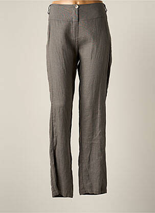 Pantalon droit fermeture zippée sous rabat boutonné taille normale gris LAUREN VIDAL femme