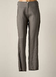 Pantalon droit fermeture zippée sous rabat boutonné taille normale gris LAUREN VIDAL femme