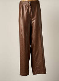 Pantalon large fermeture zippée sous rabat boutonné taille haute marron JUMFIL femme