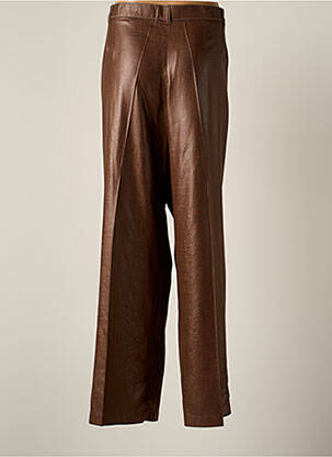 Pantalon large fermeture zippée sous rabat boutonné taille haute marron JUMFIL femme
