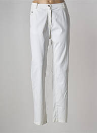 Pantalon slim tissage popeline taille haute beige JUMFIL femme