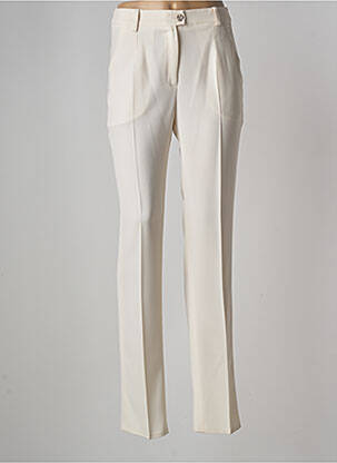 Pantalon droit tissage crêpe taille haute beige JUMFIL femme