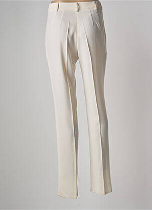 Pantalon droit tissage crêpe taille haute beige JUMFIL femme