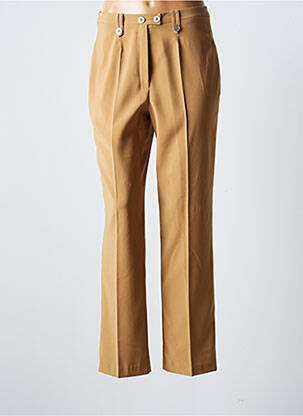 Pantalon droit tissage crêpe taille haute marron JUMFIL femme