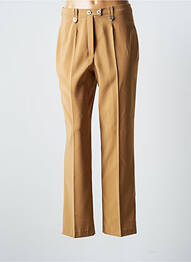 Pantalon droit tissage crêpe taille haute marron JUMFIL femme