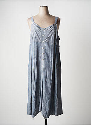 Robe longue tissage crêpe fines bretelles bleu JUMFIL femme