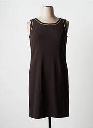 Robe mi-longue tissage crêpe sans manche marron JUMFIL femme