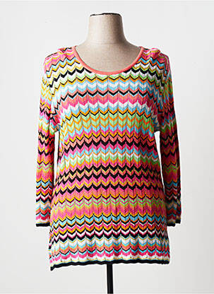 Pull tunique stretch manches longues orange JUMFIL femme