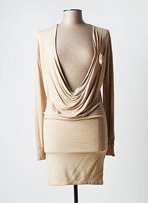 Robe courte manches longues manches longues beige KOSMIKA femme