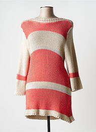 Pull tunique finition bords-côtes manches longues orange JUMFIL femme