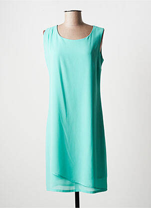 Robe mi-longue tissage crêpe sans manche vert JUMFIL femme