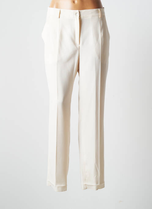 Pantalon droit tissage crêpe taille normale beige JUMFIL femme