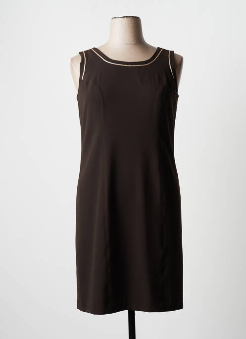 Robe mi-longue tissage crêpe sans manche marron JUMFIL femme