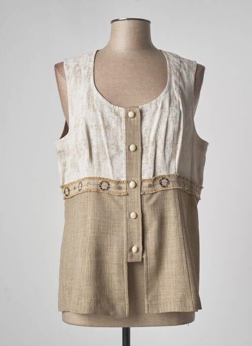 Gilet sans manche fermeture boutonnée sur le devant beige JUMFIL femme