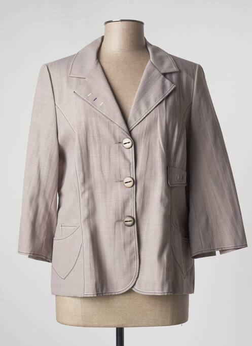 Veste casual col tailleur beige FRANCE RIVOIRE femme