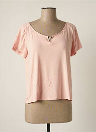 Top tissage jersey manches courtes rose JUMFIL femme