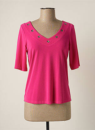 Top stretch manches courtes rose JUMFIL femme