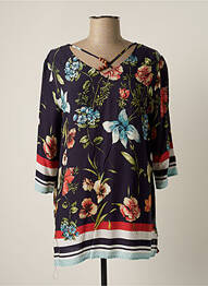 Blouse imprimé fleurs manches 3/4 bleu FRED SABATIER femme