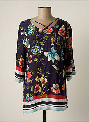 Blouse imprimé fleurs manches 3/4 bleu FRED SABATIER femme