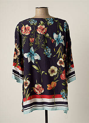 Blouse imprimé fleurs manches 3/4 bleu FRED SABATIER femme