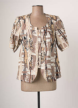 Chemisier coupe cintrée manches courtes beige JUMFIL femme