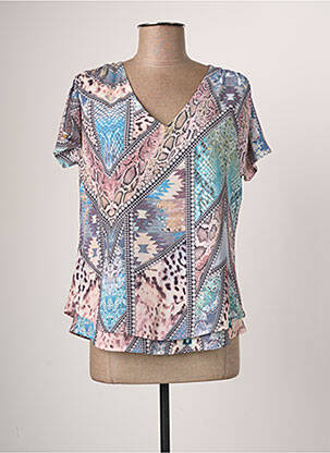 Top imprimé fantaisie manches courtes bleu JUMFIL femme