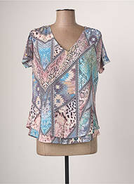 Top imprimé fantaisie manches courtes bleu JUMFIL femme