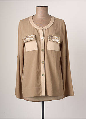 Chemisier tissage crêpe manches longues marron JUMFIL femme
