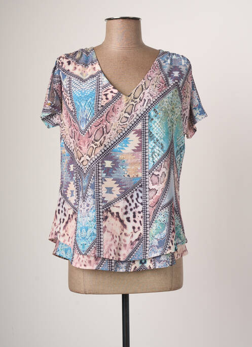 Top imprimé fantaisie manches courtes bleu JUMFIL femme