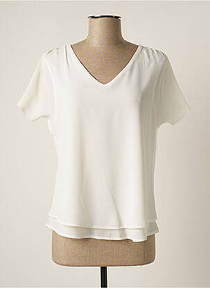 Blouse fermeture boutonnée au dos manches courtes beige JUMFIL femme