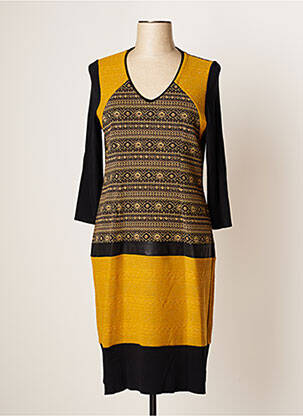 Robe mi-longue manches longues manches longues jaune JUMFIL femme