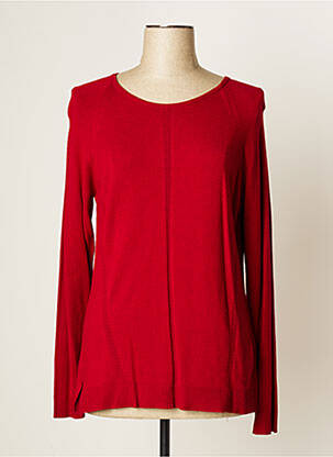 Pull finition bords-côtes manches longues rouge JUMFIL femme