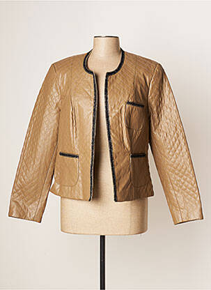 Veste simili cuir poches marron JUMFIL femme