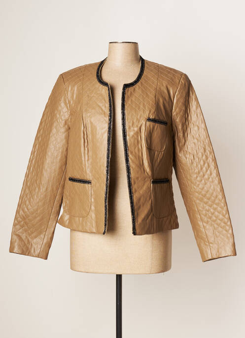 Veste simili cuir poches marron JUMFIL femme