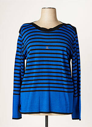 Pull col bateau manches longues bleu JUMFIL femme