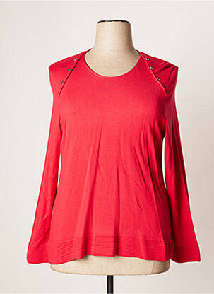 Pull finition bords-côtes manches longues rouge JUMFIL femme
